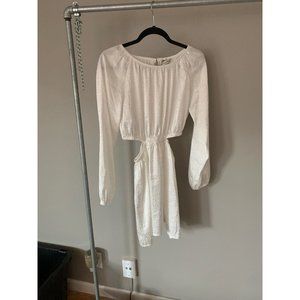 Silky speechless satin white cutout Dress never worn M AFALLON